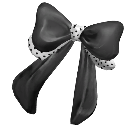 cute bow front clip black x white Roblox item