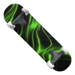 Neon Green and Black Laser Waves Skateboard
