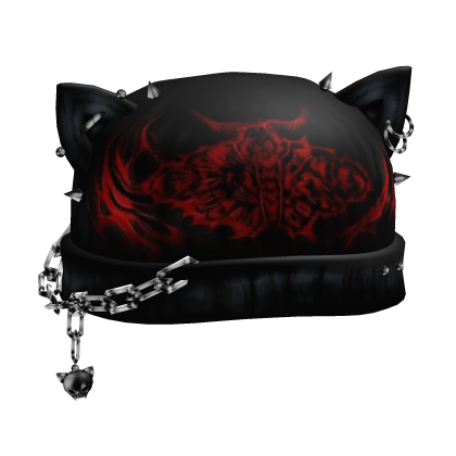 Black Red Cute Cat Grunge Spiky Beanie