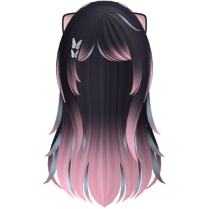 black pink kawaii kitty vkei doll long hair