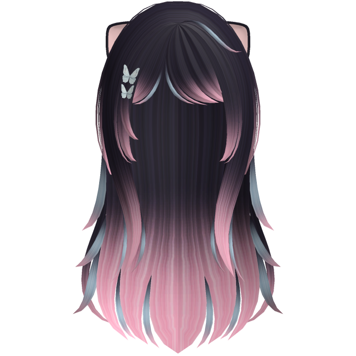 black pink kawaii kitty vkei doll long hair