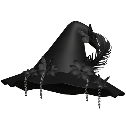 Halloween Magical Witch Hat w Flowers Black Roblox item