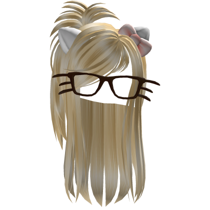 Blonde Cat Girl Hair + Cat Glasses (Black) Roblox item