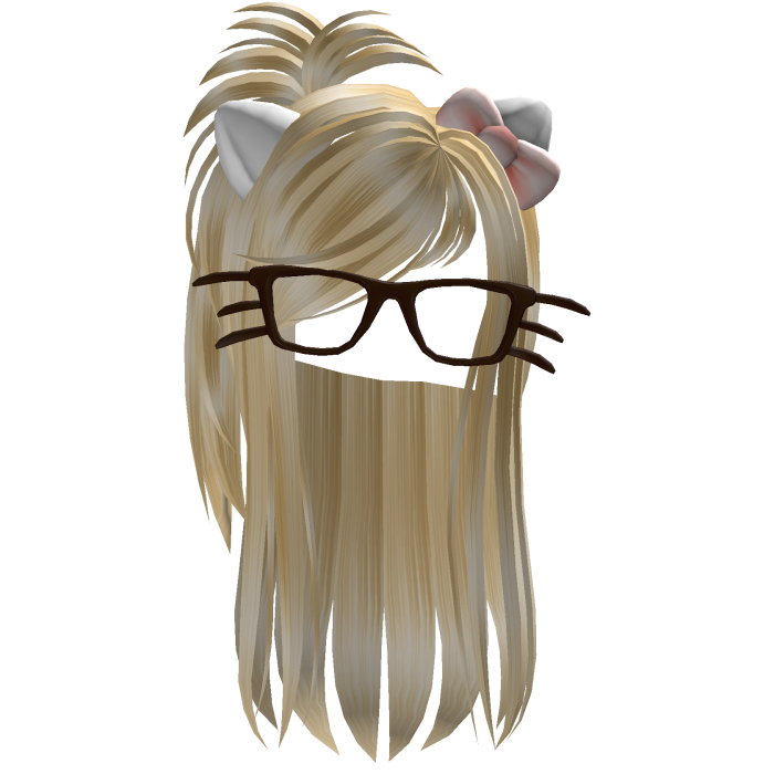 Blonde Cat Girl Hair + Cat Glasses (Black)