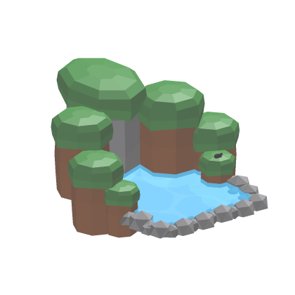 [⭐🔥] Low poly Waterfall Tree Grass Rock