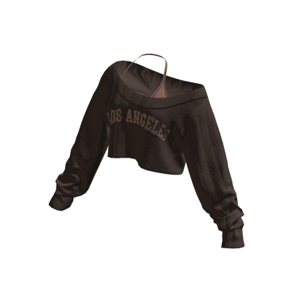 Brown LA Off Shoulder Crop Top Sweater