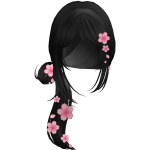 Sakura Blossom Side Ponytail Bun Hair  (Black)