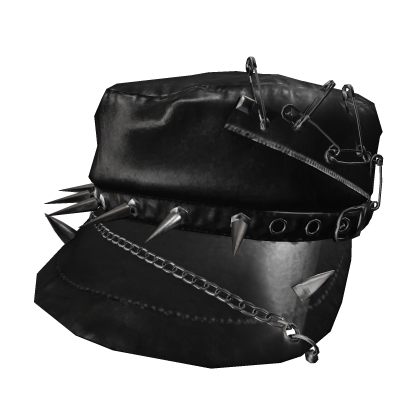 Spikes & Scars Punk Biker Hat (Black Leather) Roblox item