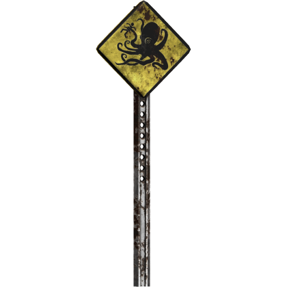 squid rusty urban scary dirty street sign
