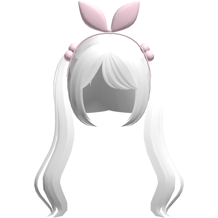 white cute pigtails w bunny ears hair bow