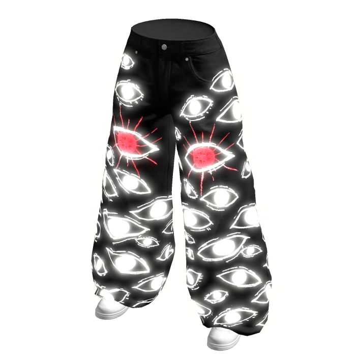 Glow Eye Black Denim Jeans Emissive Weirdcore Eyes