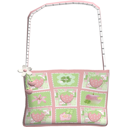 Pink green igari bag floral cute cottagecore apple
