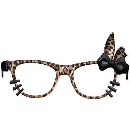 Leopard Print Gyaru Bunny Ear Glasses Bow Roblox item