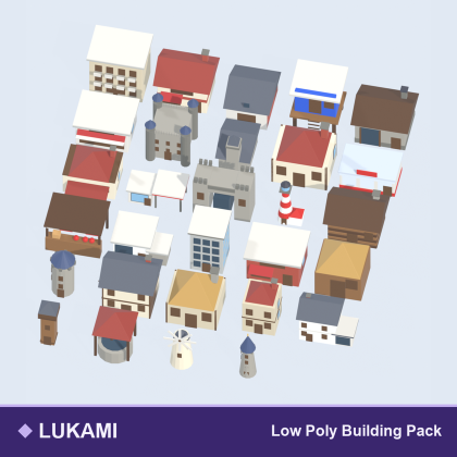 Low Poly Building Pack House Shop Castle x29