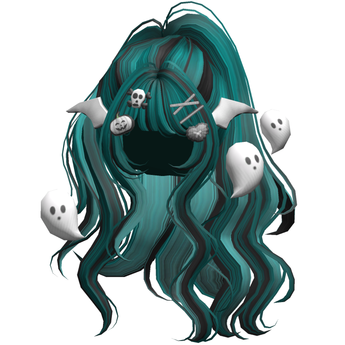 Black&Teal Halloween Hairclips Wavy Half Down