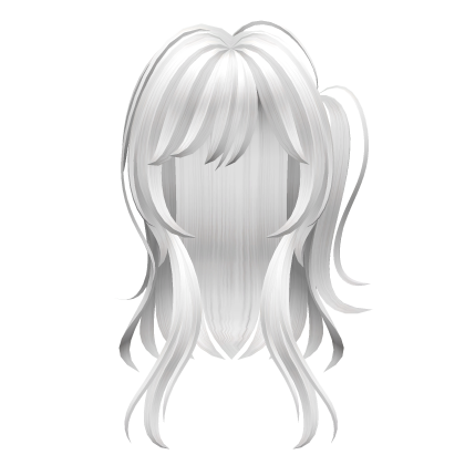 Cute Long Hair with One-side Ponytail in White Roblox item