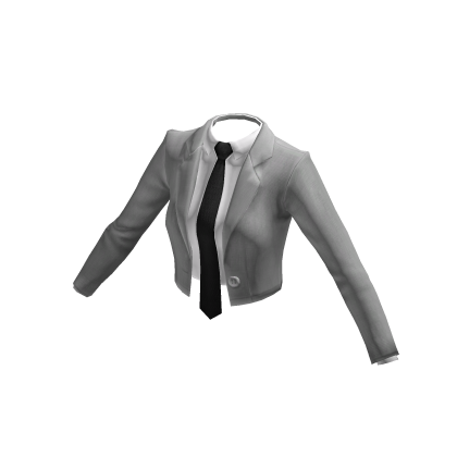 Clean Grey Cropped Suit Blazer w/ Tie Formal