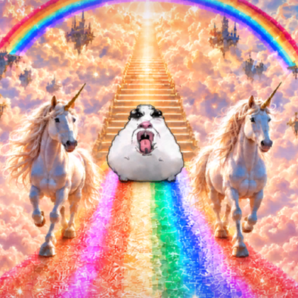 Celestial Happy Hamster Unicorn Rainbow Background