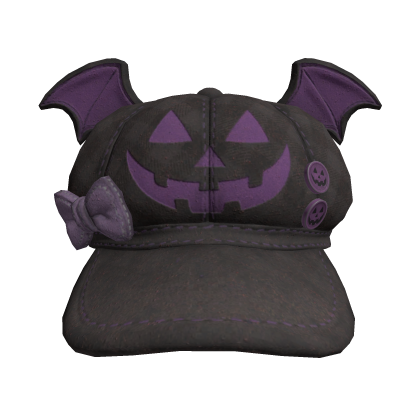 Cute Halloween pumpkin purple hat with bat wings🎃 Roblox item