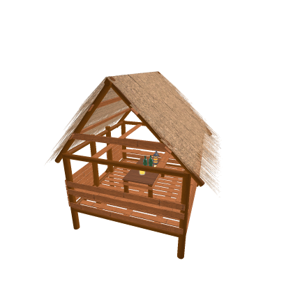 island hut beach sand palm wood thatch decor rp