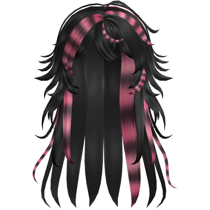 Messy Anime Girl Hair (Black and Pink) Roblox item