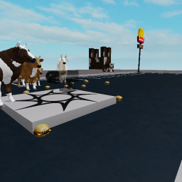 eat hamburgers infront of cows