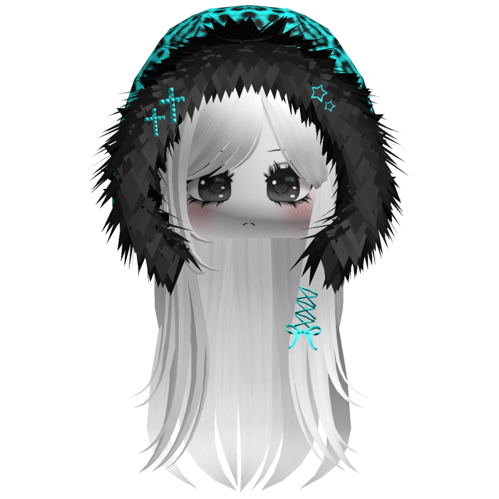 Cyan Snow Leopard Hood Girl White