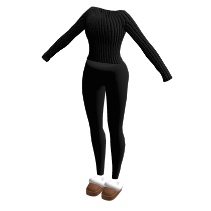 winter outfit w/ sweater and fluffy slippers