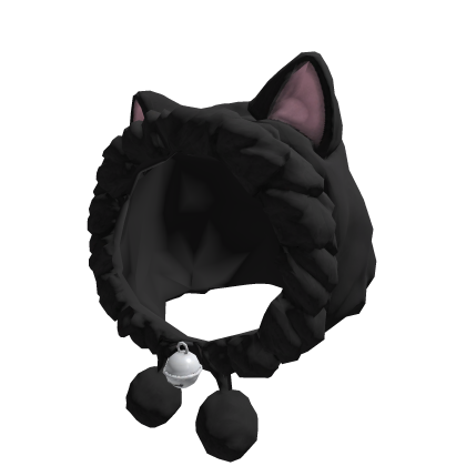 Fur Hood Black Cat Ears Bell Pom Pom Winter Goth