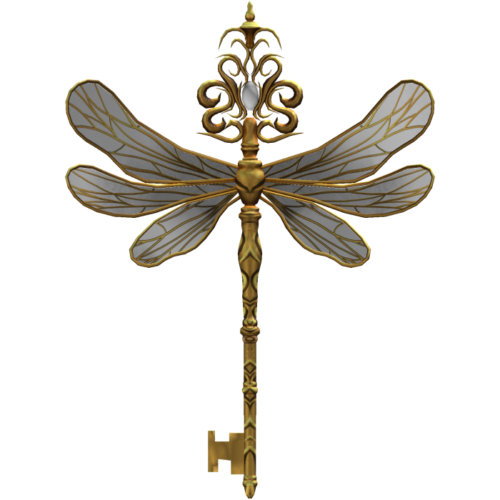 White & Gold Magical Dragonfly Key 