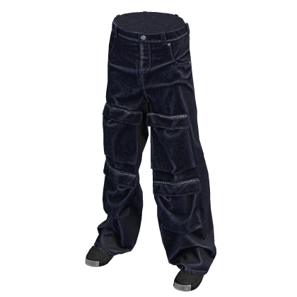 Vintage Baggy Cargo Jeans (Blue)