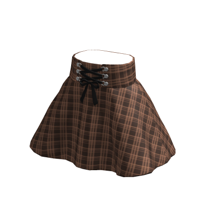 Brown Lace Up Emo Plaid Skirt thumbnail
