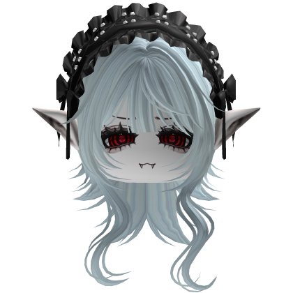 Gothic Vampire Light blue Hair W/ears (Black)  Roblox item