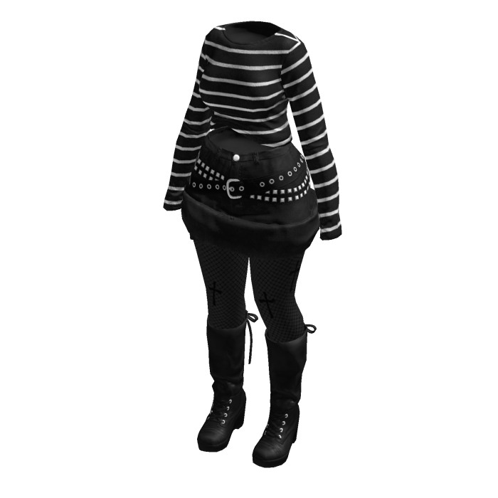 Dark Y2K Striped Sweater Gothic Tights (Black)