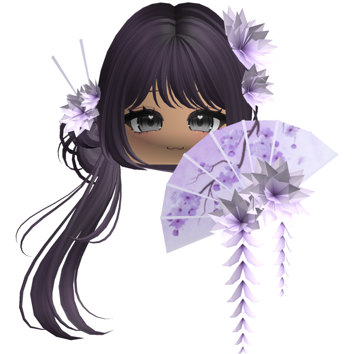 Side Ponytail w/ Cherry Blossoms & Fan