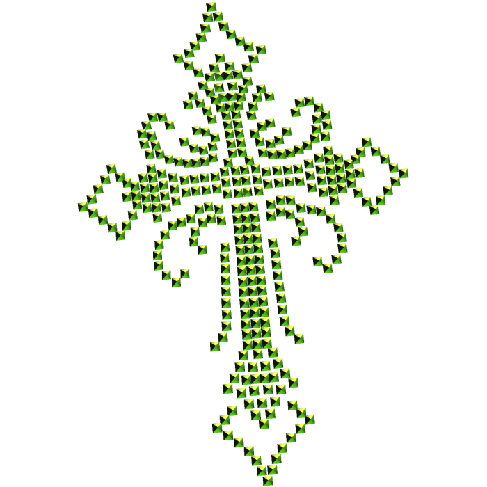 2000s rhinestone emo scene studded cross green