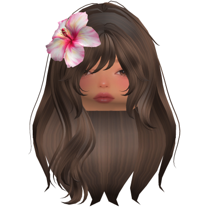 Summer Brown Wavy Hair w/ Hibiscus Roblox item