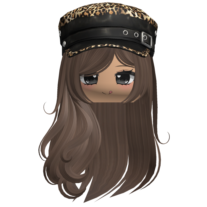 Swirly Long Hair w/ Leopard Beret (Brown)