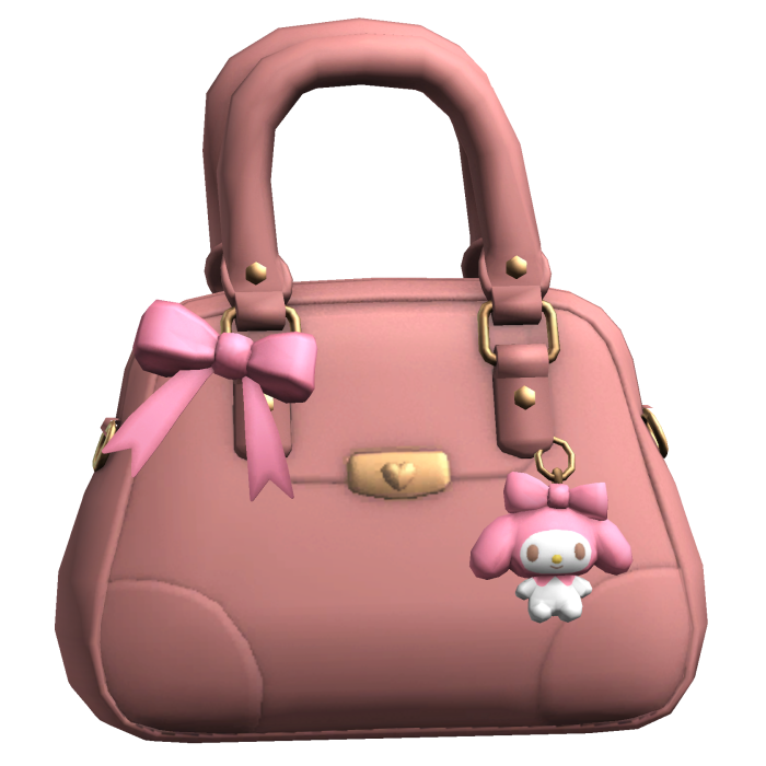 Cute Bow Purse w Kawaii Plushie Dusty Pink