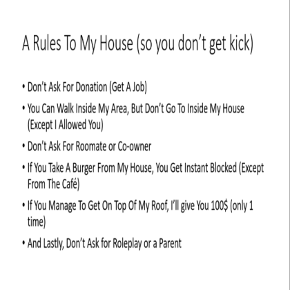Rules Of My House On Bloxburg Roblox decal