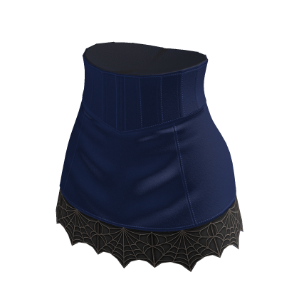 Goth Corset Mini Skirt w/ Web Hem (Navy)