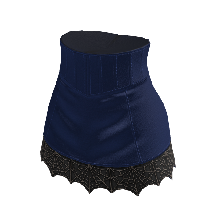 Goth Corset Mini Skirt w/ Web Hem (Navy)