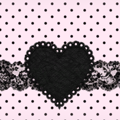 Chic Coquette Light Pink & Black Polka Dots w Lace