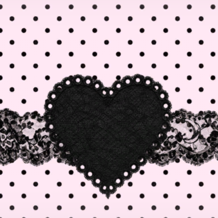 Chic Coquette Light Pink & Black Polka Dots w Lace