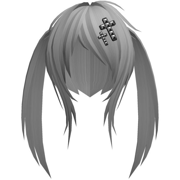 Long grey emo pigtails with cross