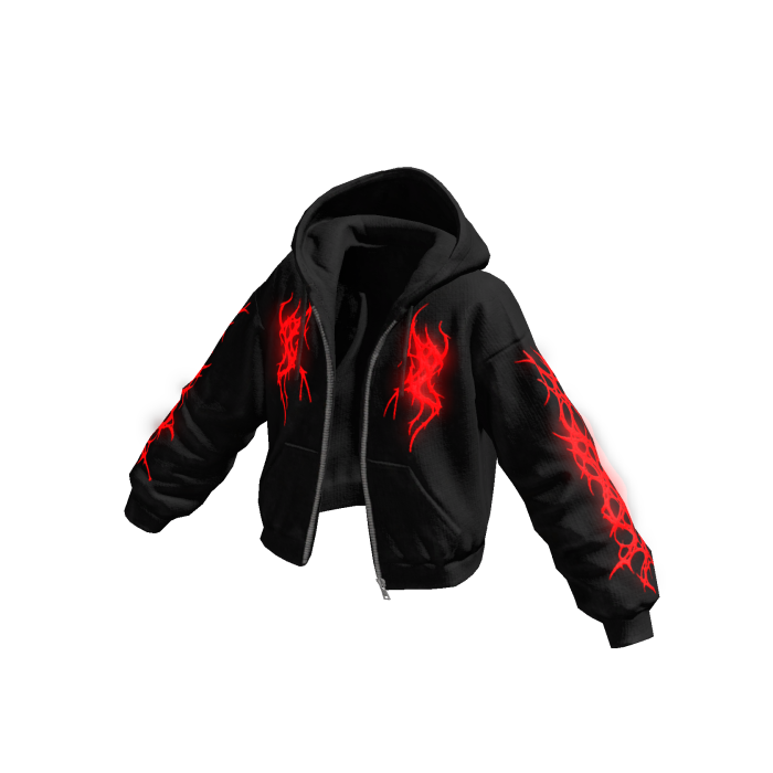Glowing Emissive Red Sigil Print Open Hoodie