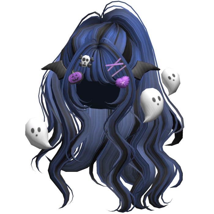 Navy&Black Halloween Hairclips Wavy Half Down