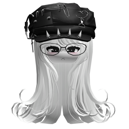 Swirly Curls W/ Emo Punk Cap (White)