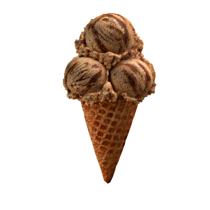 Three-scoop coffee ice cream cone