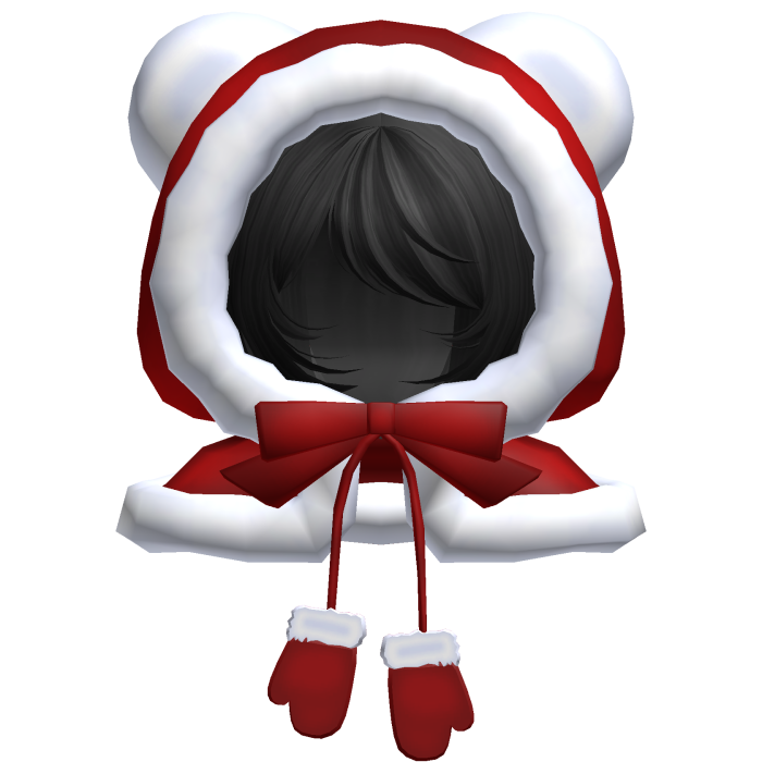 red christmas bear hood bob cut hair black